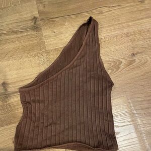 Urban outfitters extra small/small asymmetrical crop top brown